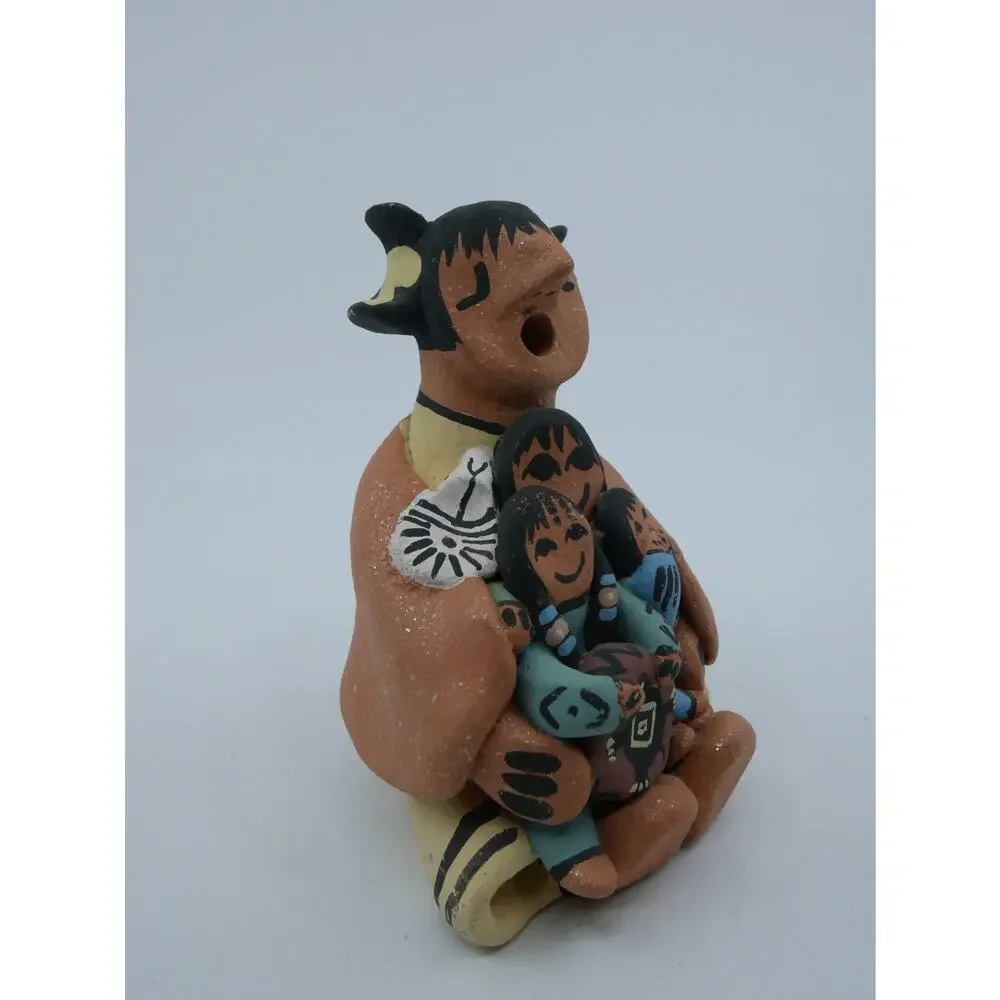 VTG Native American Taos Pueblo Storyteller W children Signed 1999 Figurine